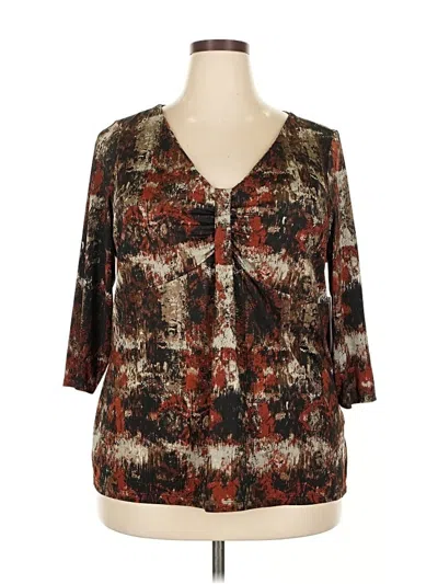 Pre-owned Laura Ashley 3/4 Sleeve Blouse In Brown