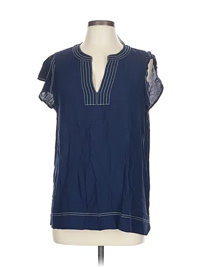 Ann Taylor Loft Short Sleeve Blouse In Blue