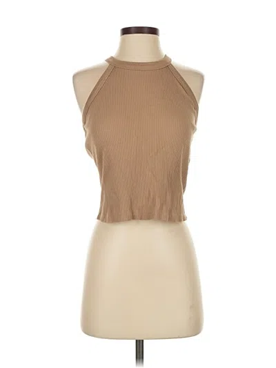 Pre-owned Uniqlo Tank Top Tan Halter Neckline Tops In Brown