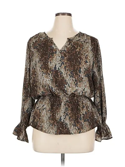 Pre-owned Counterparts 3/4 Sleeve Blouse In Brown