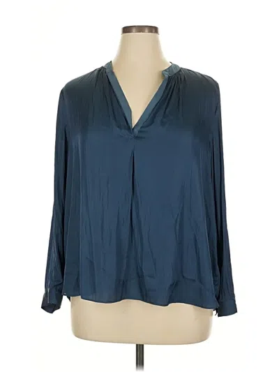 Pre-owned Nic + Zoe Long Sleeve Blouse In Blue