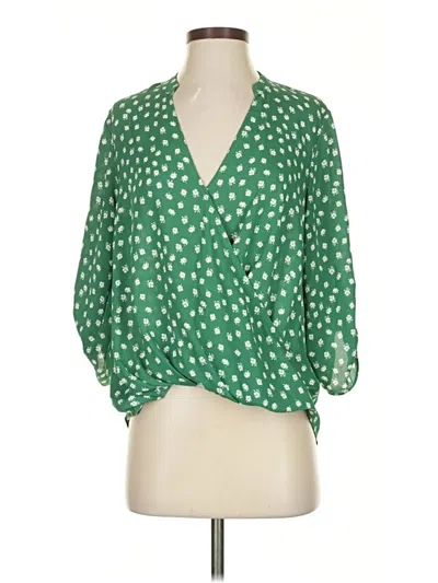 Pre-owned All In Favor 3/4 Sleeve Blouse In Green