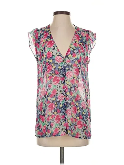 Pre-owned Joie Sleeveless Silk Top Pink Plunge Neckline Tops