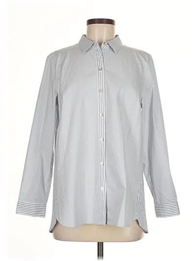 Pre-owned Jjill Long Sleeve Button Down Shirt In Gray