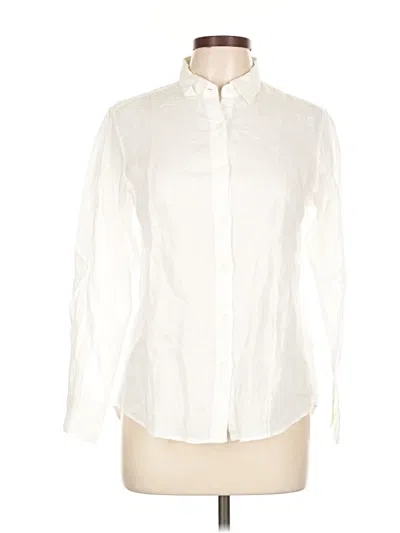 Pre-owned Uniqlo Long Sleeve Button Down Shirt In White