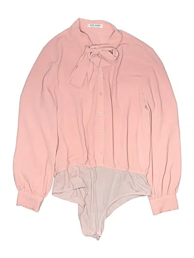 Pre-owned Kate Kasin Long Sleeve Blouse In Pink