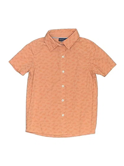 Pre-owned Andy & Evan Kids' Short Sleeve Button Down Shirt In Orange