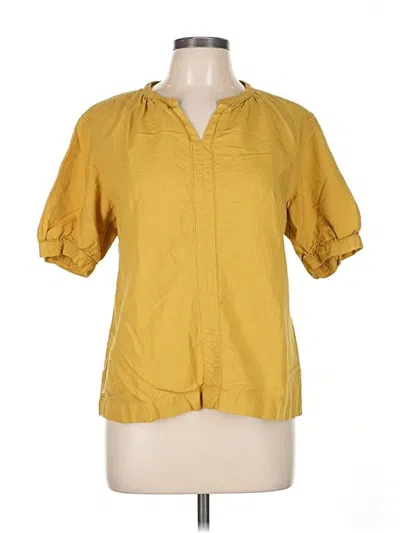 Pre-owned Uniqlo Short Sleeve Blouse In Yellow