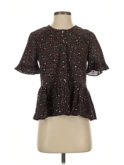 Pre-owned Madewell Short Sleeve Blouse In Black