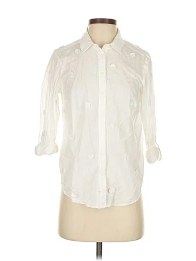Pre-owned Maeve By Anthropologie 3/4 Sleeve Button Down Shirt In White