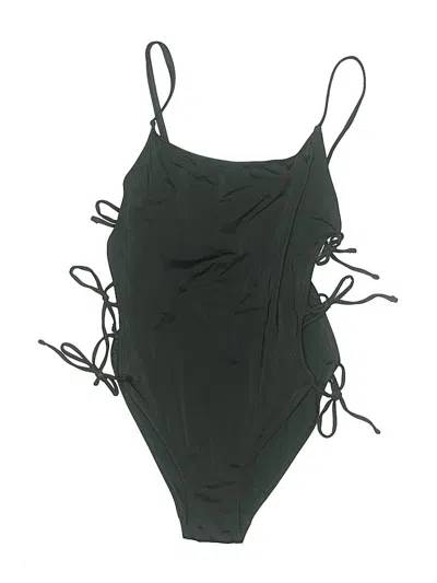 Pre-owned Solid & Striped One Piece Swimsuit In Green