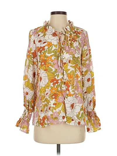 Pre-owned Unbranded Long Sleeve Blouse In Orange