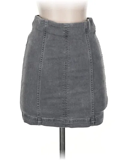 Pre-owned Free People Denim Skirt In Gray