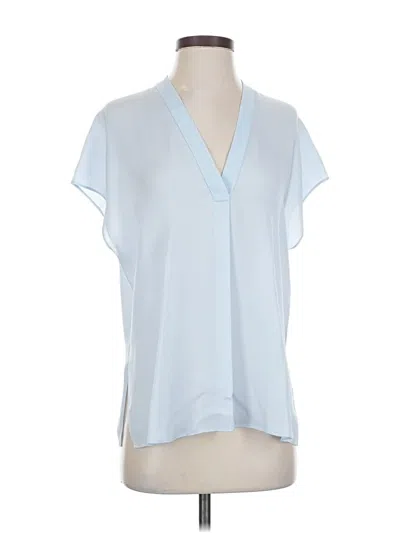 Pre-owned Vince Short Sleeve Silk Top Blue V Neck Tops