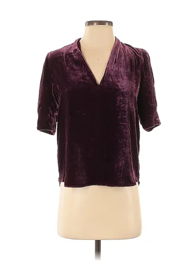 Pre-owned Joie Short Sleeve Blouse In Burgundy