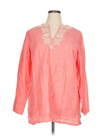 Pre-owned Lands' End Long Sleeve Blouse In Red