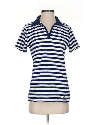 Pre-owned Michael Michael Kors Short Sleeve Top Blue Collared Neckline Tops