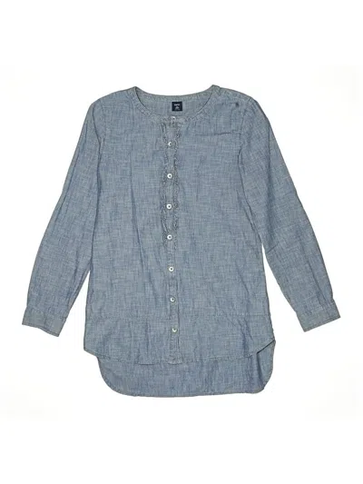 Pre-owned Gap Kids' 3/4 Sleeve Button Down Shirt In Blue
