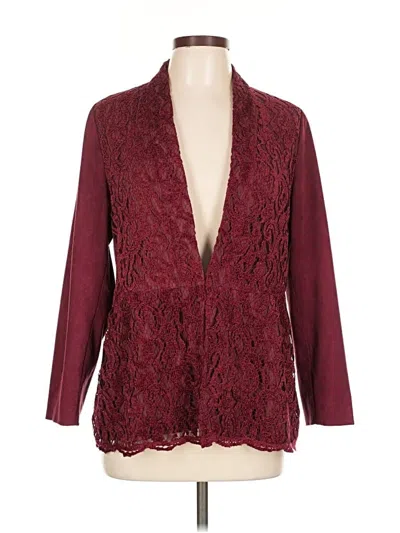 Pre-owned Chico's Blazer Jacket In Burgundy