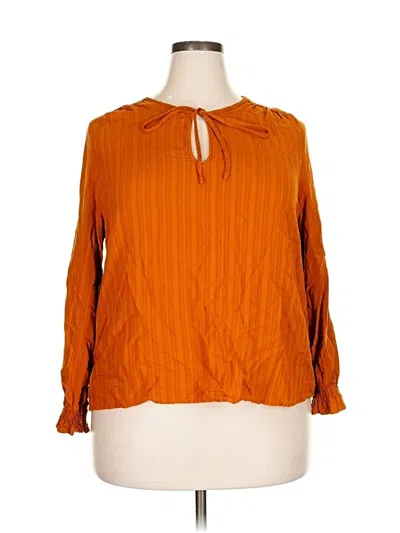 Pre-owned Knox Rose Long Sleeve Blouse In Orange