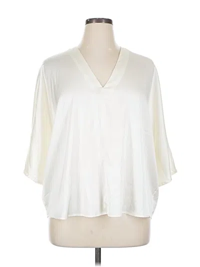 Pre-owned Banana Republic Factory Store Short Sleeve Blouse In White