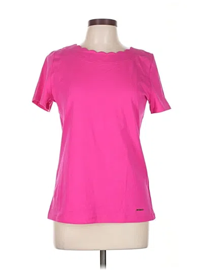 Pre-owned Anne Klein Short Sleeve Top Pink Crew Neck Tops