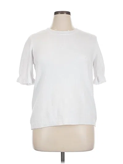 Pre-owned Ann Taylor Factory Short Sleeve Turtleneck In White