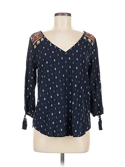 Pre-owned Hollister 3/4 Sleeve Blouse In Blue