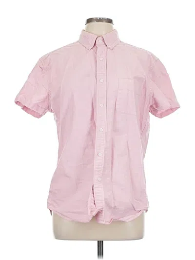 Pre-owned J.crew Factory Store Short Sleeve Button Down Shirt In Pink