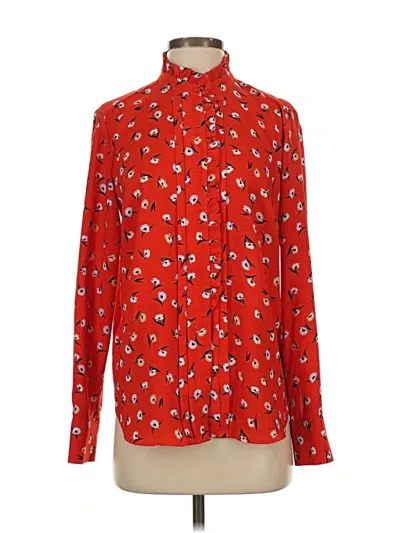 Pre-owned Ann Taylor Long Sleeve Blouse In Red