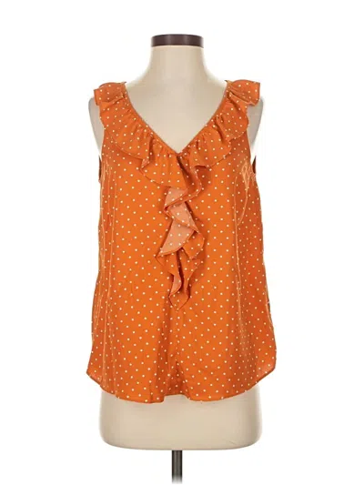 Pre-owned Lc Lauren Conrad Tank Top Orange Ruffles Neckline Tops