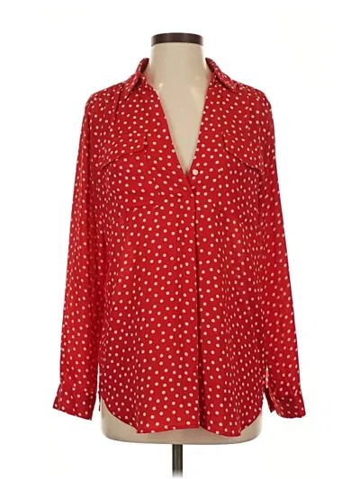 Pre-owned Ann Taylor Long Sleeve Blouse In Red