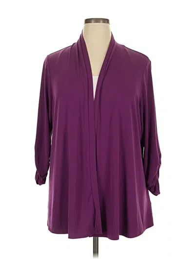 Pre-owned Susan Graver Cardigan Sweater In Purple