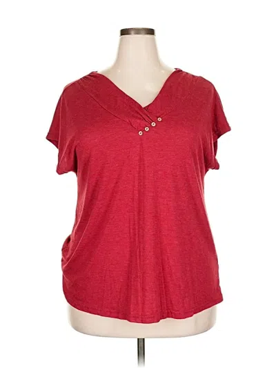 Pre-owned Emery Rose Short Sleeve Henley Shirt In Red