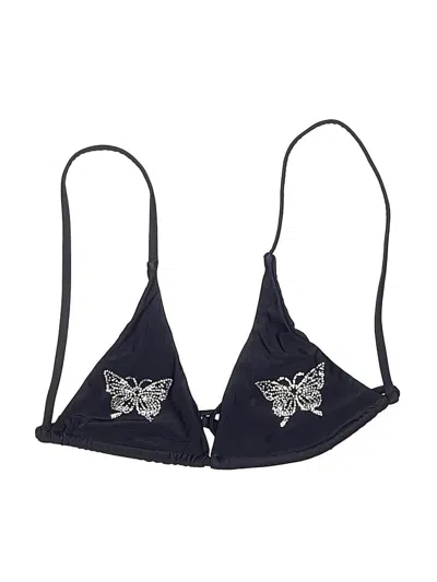 Pre-owned Unbranded Swimsuit Top Black Graphic Pattern Swimwear