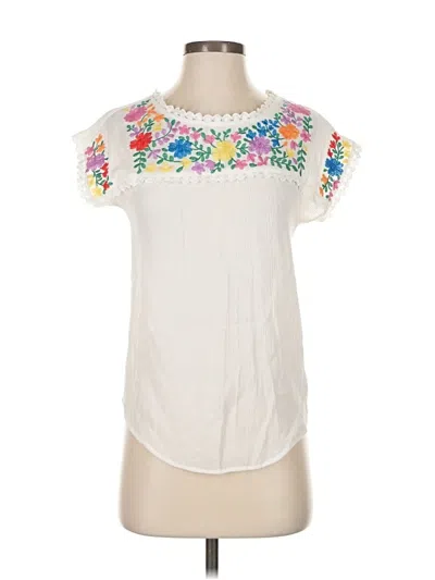 Pre-owned Blu Pepper Short Sleeve Top White Cold Shoulder Neckline Tops