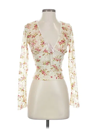 Pre-owned Princess Polly Long Sleeve Blouse In White