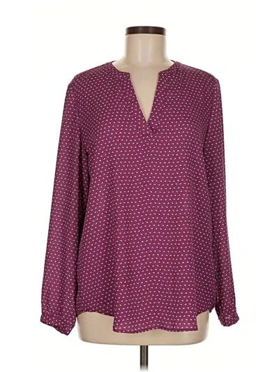 Pre-owned Adrianna Papell Long Sleeve Blouse In Burgundy