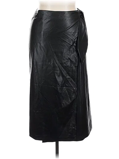 Pre-owned Assorted Brands Faux Leather Skirt In Black