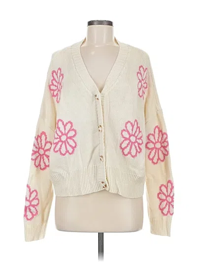 Pre-owned Just Polly Cardigan Sweater In White