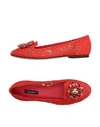 Dolce & Gabbana Coral Lace Crystal Ballet Flats Loafers Shoes In Coral