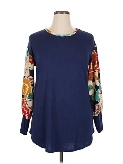 Pre-owned 42 Pops Long Sleeve Blouse In Blue