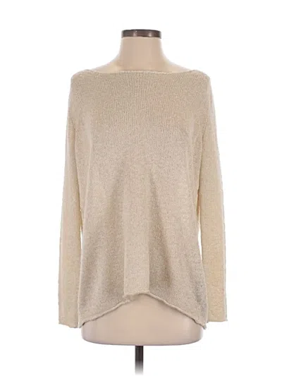 Pre-owned Zara Long Sleeve Top Tan Boatneck Tops In Brown