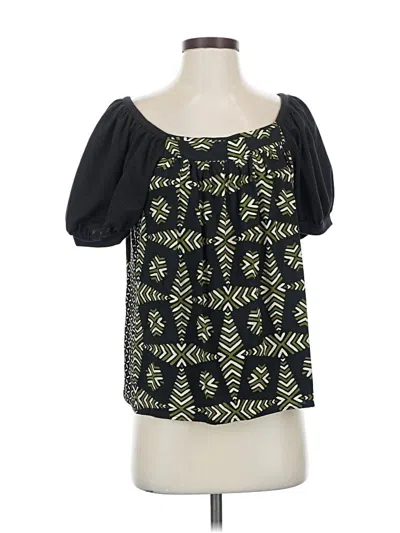 Pre-owned Maeve By Anthropologie Short Sleeve Blouse In Black