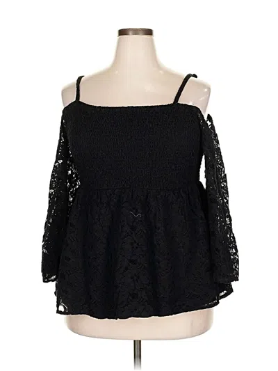 Pre-owned Torrid 3/4 Sleeve Blouse In Black