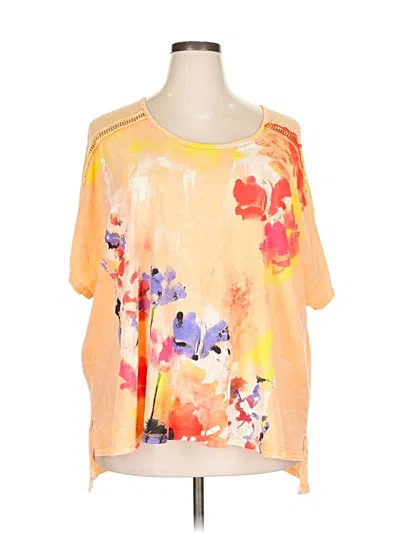 Pre-owned Jess & Jane Short Sleeve Top Orange Scoop Neck Tops