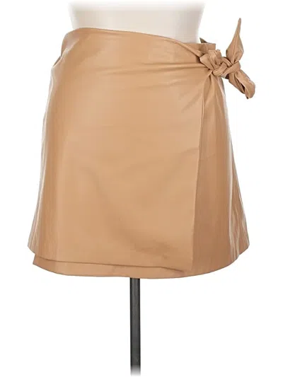 Pre-owned Dress Forum Faux Leather Skirt In Brown