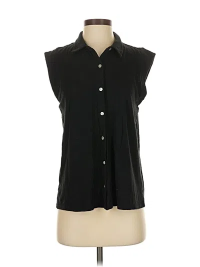 Pre-owned Jjill Sleeveless Button Down Shirt In Black