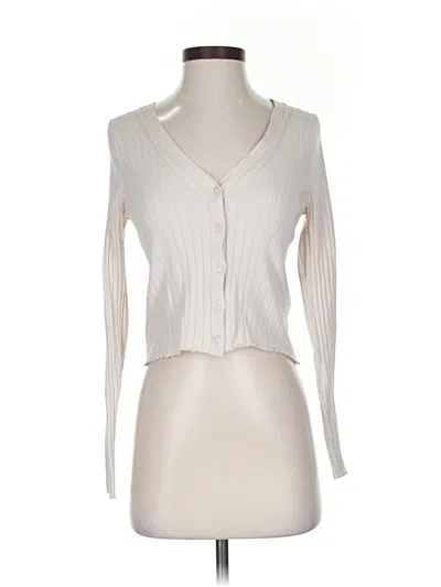 Pre-owned Abercrombie & Fitch Long Sleeve Top Ivory Sweetheart Neckline Tops In White