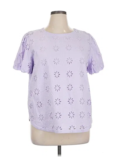 Pre-owned Ann Taylor Short Sleeve Blouse In Purple